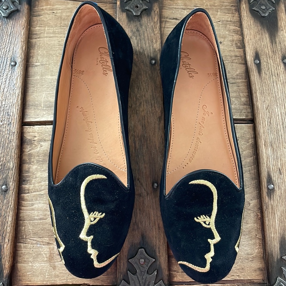 Chatelles Slip on Flat / Black Suede / Size 8.5